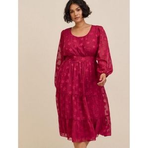 Torrid Maroon Star Dress long sleeve